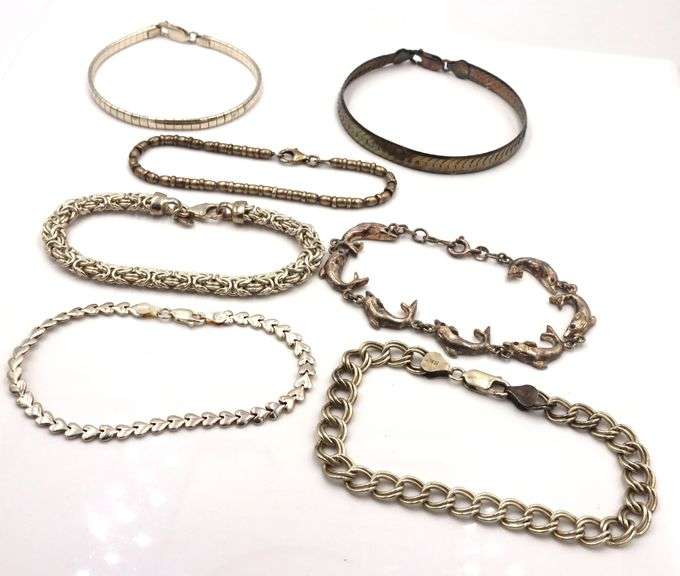 Vintage 925 sterling silver group lot of 7 bracelets