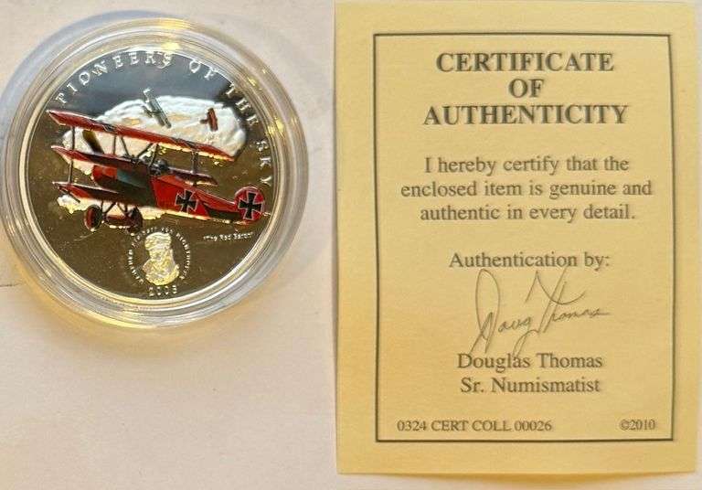 2008 Red Baron Silver Enamel Proof Palau $5
