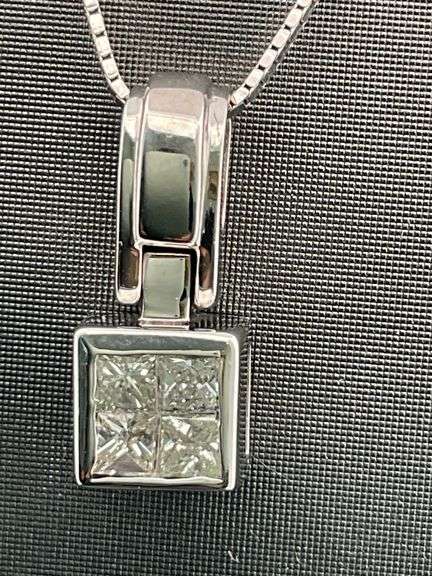 CERTIFIED 14K WHITE GOLD NECKLACE WITH DIAMOND PENDANT