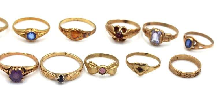 Instant Collection of 19 Vintage Gold Baby Rings