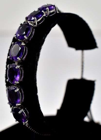 Amethyst Gemstone Bracelet in Sterling Silver