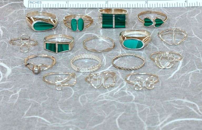 Lot of 16 Sterling Rings