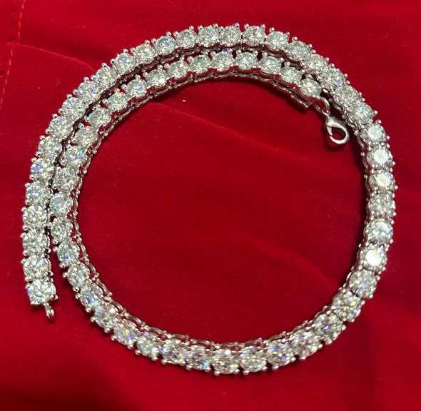 White Gold Plate Huge 61 Cttw Lab Simulated Diamond Tennis Necklace