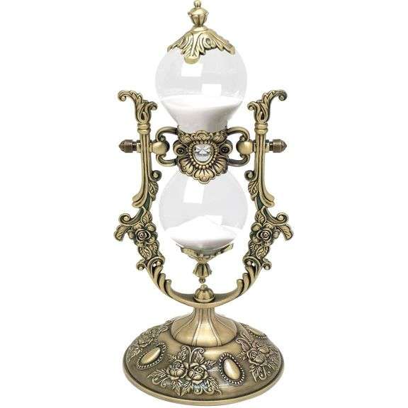 Bronze Metal Hourglass with White Sand