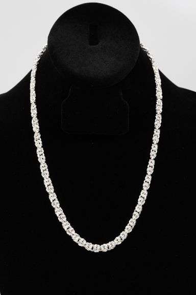 Sterling Silver Byzantine Itailian 6.4mm Wide Necklace Round Pure 925 Link Chain 18"