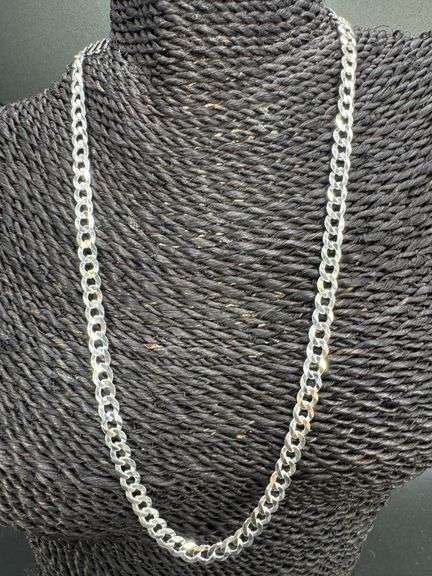 Men's 6.7mm Solid .925 Sterling Silver Flat Curb Chain Link Italy Necklace 22"