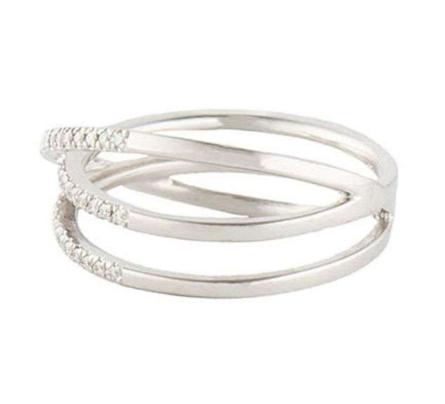 0.50ctw Diamond Triple Row Crossover Ring in 18K