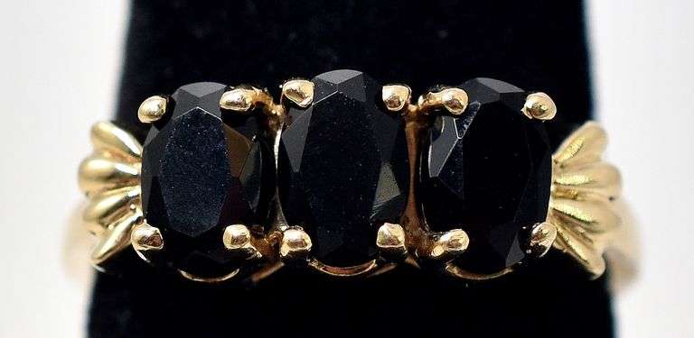 Lovely Black Spinel Ring in 10K Yellow Gold