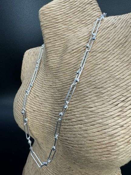 Sterling Silver Paperclip Offset DC Bead 8mm