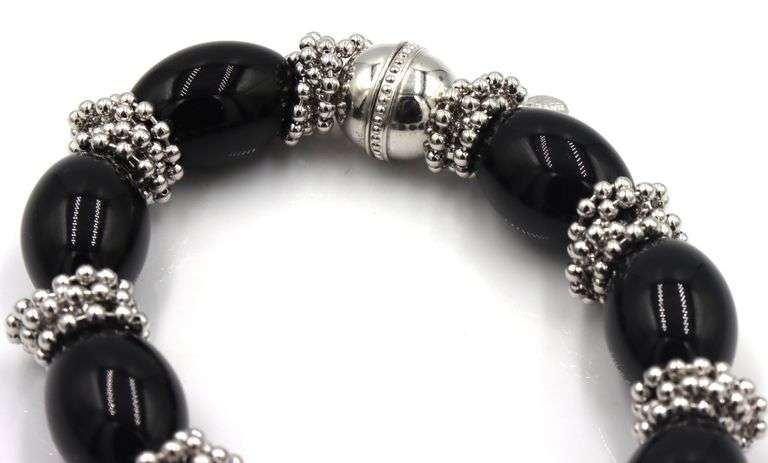 Lot of 3 black onyx beaded bracelets