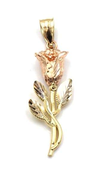 Lovely 14K Yellow and Rose Gold Flower Pendant