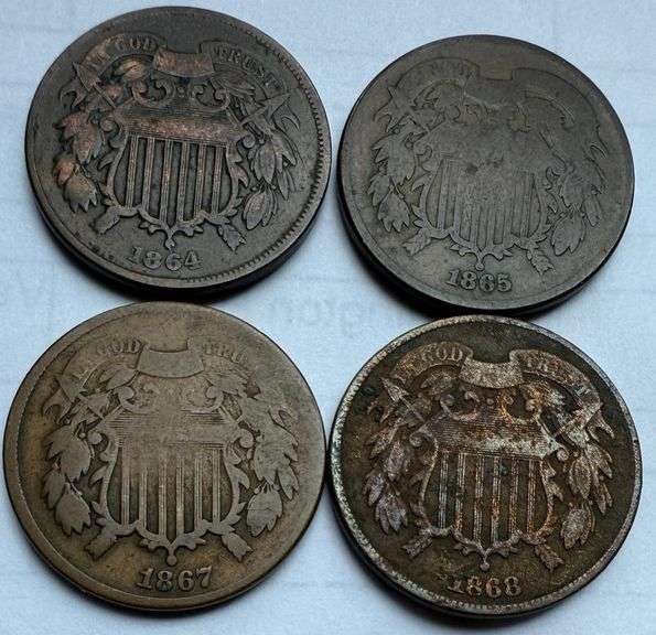 1864 1865 1867 1868 2 Cent Pieces.