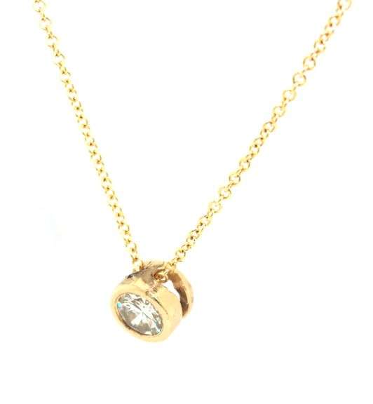 14kt Yellow gold 0.60ctw round brilliant cut diamond bezel set pendant on chain