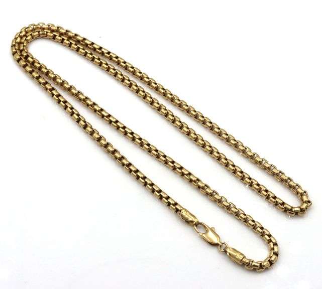 Practical & Attractive 14K YG Rounded Box Link Necklace