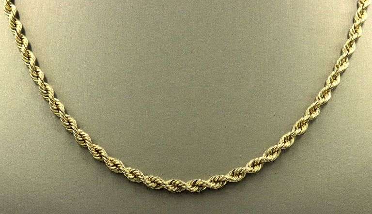 14KT Yellow gold rope chain necklace