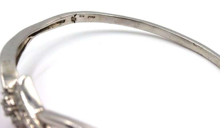 925 Sterling silver diamond bypass bangle bracelet