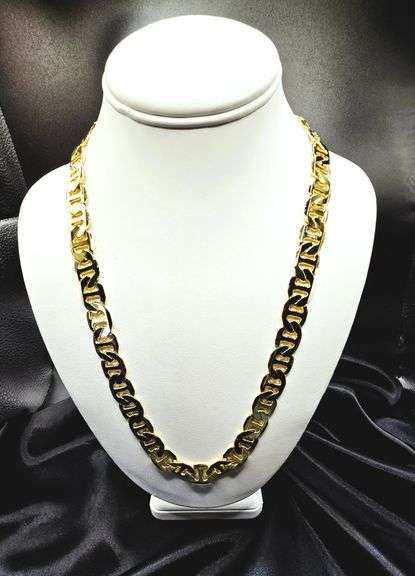 Huge 95.8 Gram 14K Tri-Layered Yellow Gold Plate Mariners Link Necklace