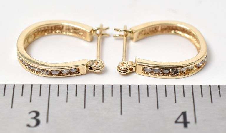 Sparkling 14K Yellow Gold Diamond Hoop Earrings