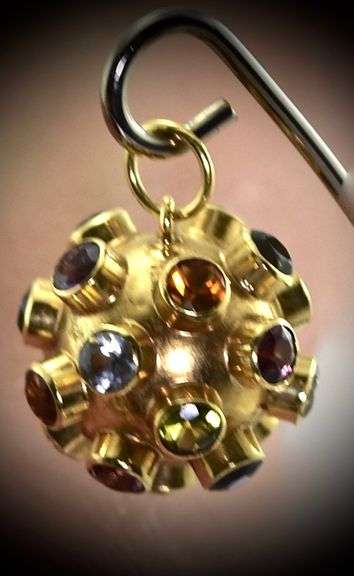 Delightful 18K Yellow Gold Multi Gemstone Pendant