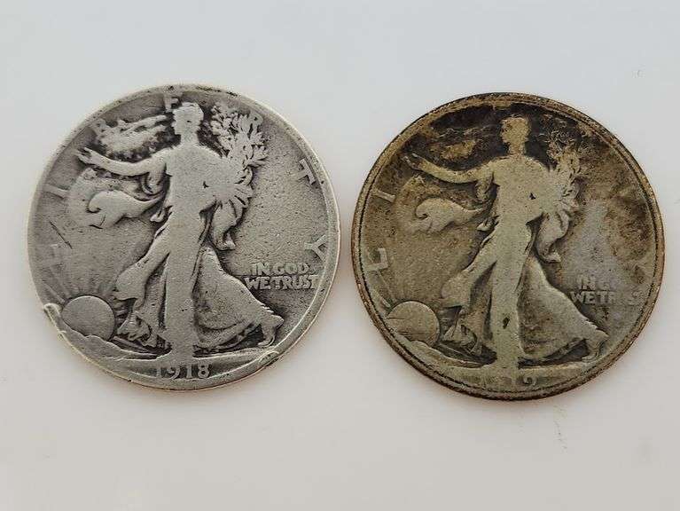 1918 S & 1919 S Walking Liberty Half Dollars