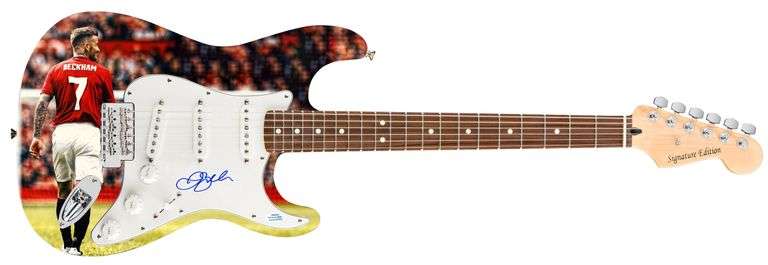 David Beckham  Autographed Custom Graphics Photo 1/1 Guitar ACOA
