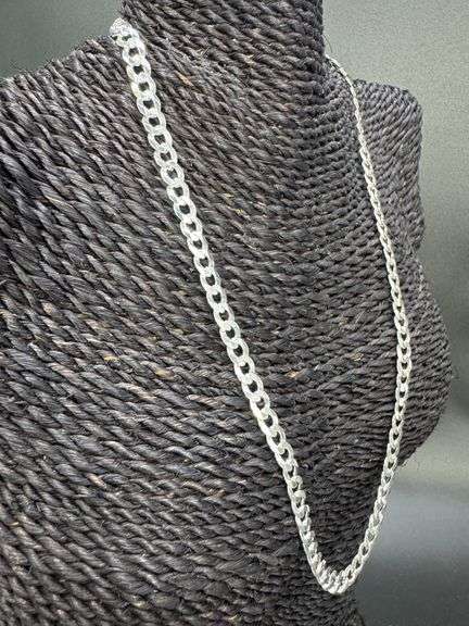 Men's 6.7mm Solid .925 Sterling Silver Flat Curb Chain Link Italy Necklace 22"