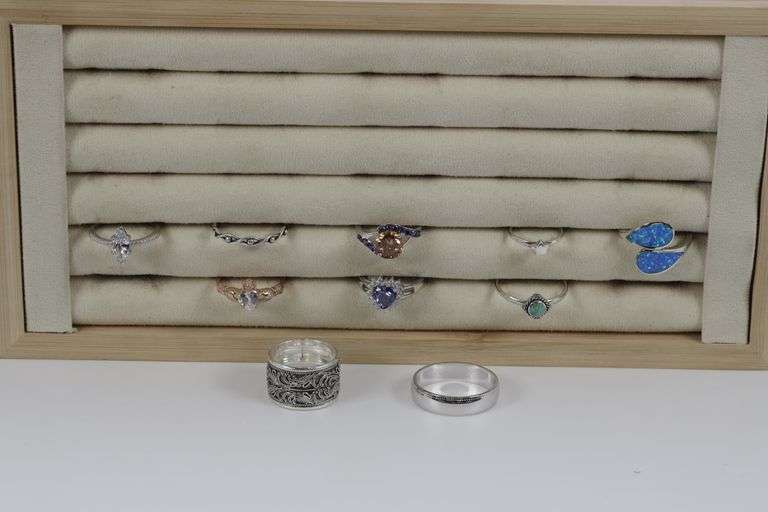 Sterling Silver Curated Set of 10 Rings Various Styles & Sizes