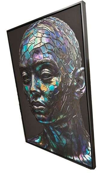 Brilliant Mixed Media With Gold Leaf on Canvas by Tamar Zion Tamar Zion Metal Man