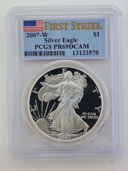 2007 W Proof American Silver Eagle, PCGS PR69 DCAM