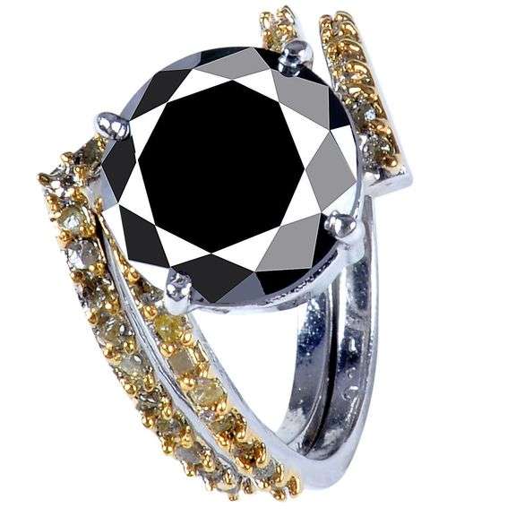 42 Natural Yellow Diamonds With a 6.5 Ct Silk Black Moissanite Centerstone Natural Yellow Diamond 2 