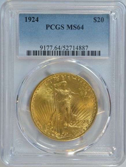 Gorgeous PCGS MS64 graded 1924 St. Gaudens $20 Gold Piece