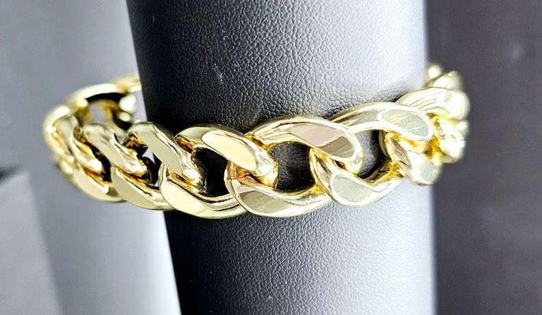 Strong 65.2 Gram 14 Kt  Gold Plate Curb Link Bracelet
