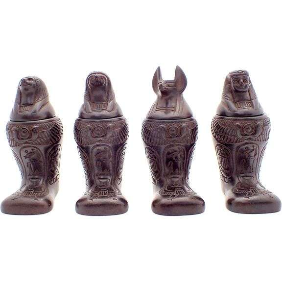 Set of 4 Egyptian Canopic Jars Made in Egypt