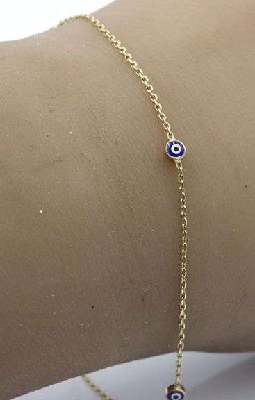14kt Yellow gold evil eye protection link bracelet