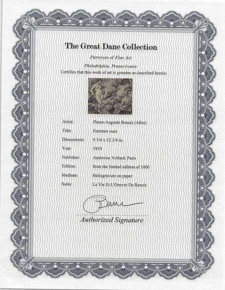 Limited Edition Pierre-Auguste Renoir (After) Original Heliogravure 1919