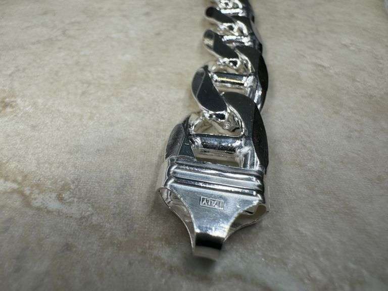Sterling Silver 16mm Heavy Mariner Chain Cuban Flat Link 925 Italy Bracelet 9"
