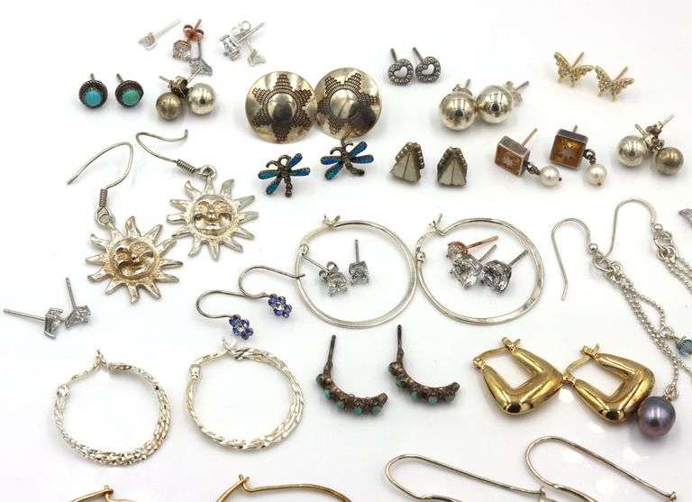 Group lot of vintage 925 sterling silver earrings