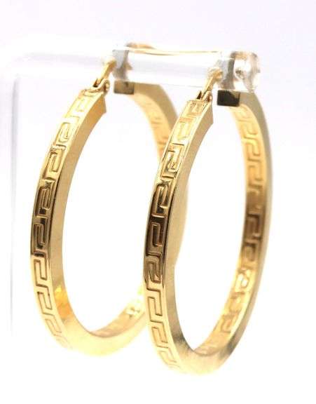 Italian 14kt Yellow gold Versache style hoop earrings