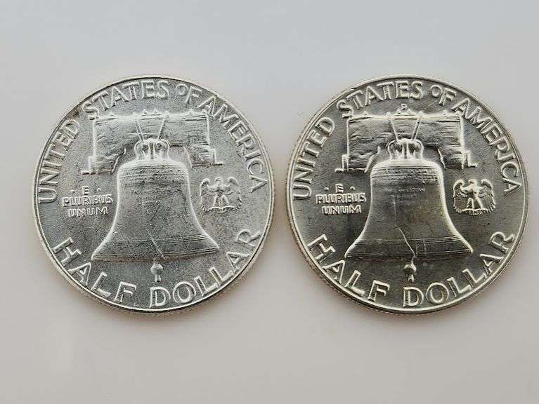 1955 & 1957 D Franklin Half Dollars, AU/UNC