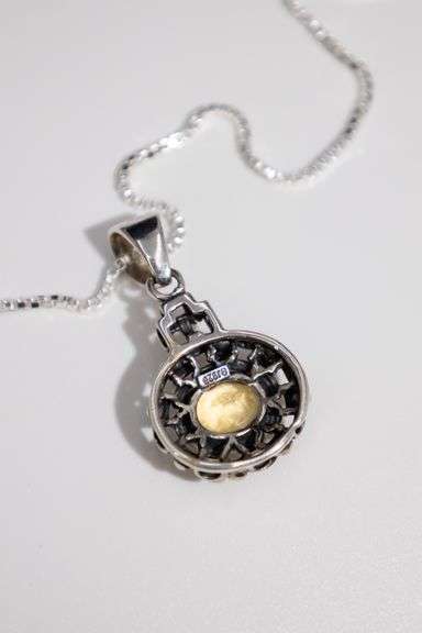 .925 Sterling Silver Pendant w/ Citrine Gemstone