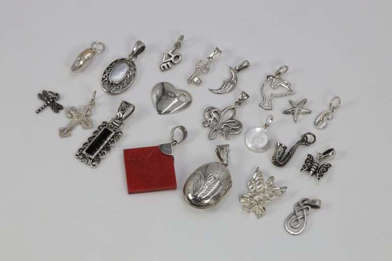 Sterling Silver Curated Pendant Assortment Various Sizes & Styles (20 Pendant Lot)