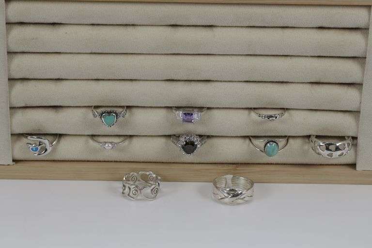 Sterling Silver Curated Ring Assortment Various Sizes & Styles (10 Ring Lot)