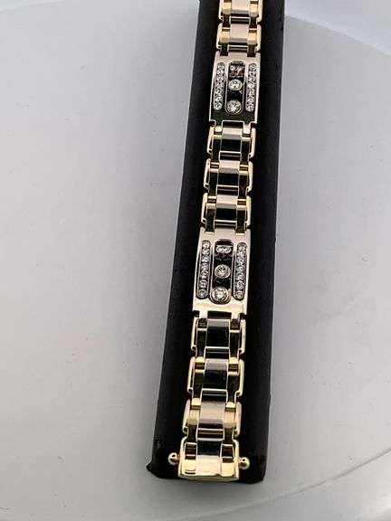 MEN'S CERTIFIED BRAND NEW 14K YELLOW AND WHITE GOLD DIAMOND BRACELET