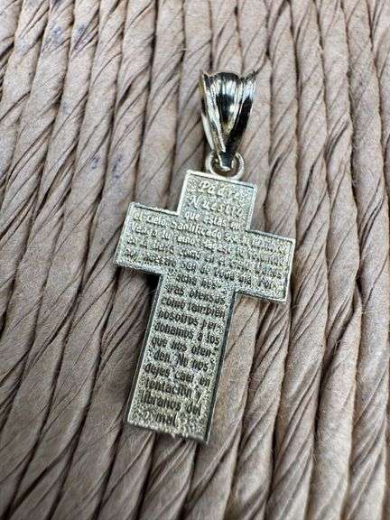 10k Yellow Gold Diamond Cut Christian Cross Pendant Religious Charm