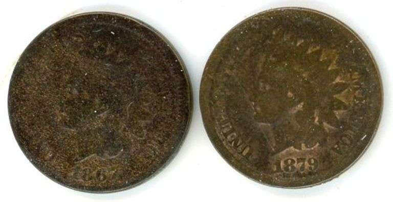 2 Different Indian Head Cents: 1867 & 1879