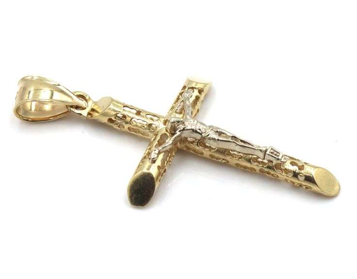 Nicely Scaled 14K YG Crucifix Pendant