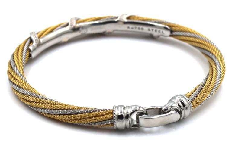 925 Sterling silver Charriol 2 tone classic diamond twisted bangle