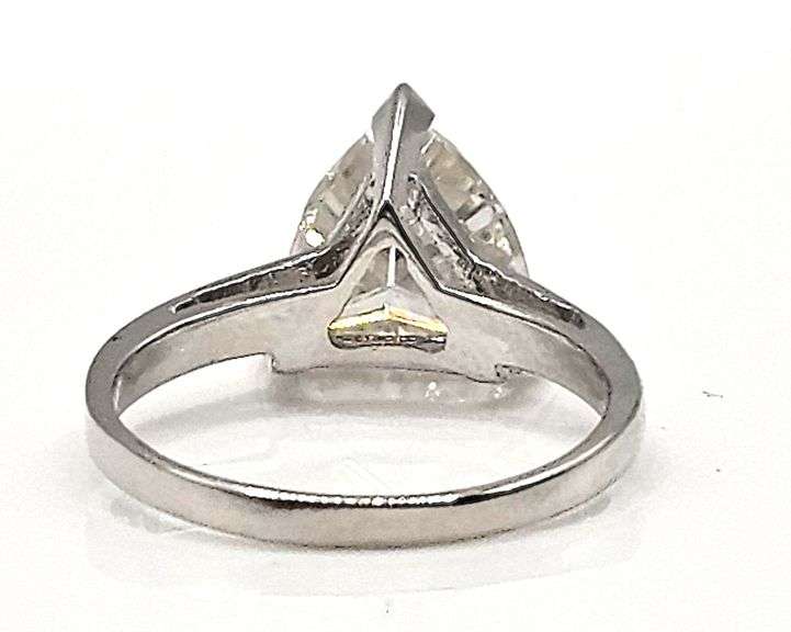 14 Kt. White Gold Plated 2.75 Ctw White Fire Moissanite Heart Cut Ring