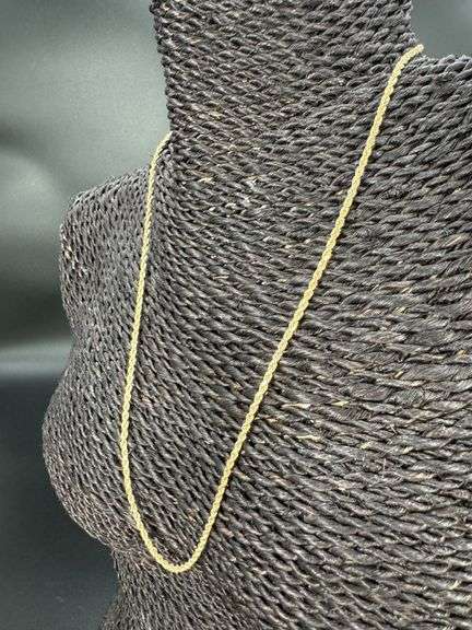 10k Yellow Gold-Hollow Diamond-Cut Rope Chain 1.9mm Necklace 18"