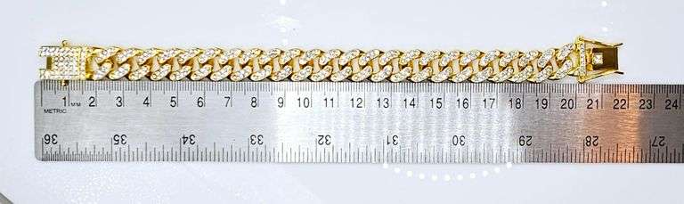 14 Kt Gold Plated 38.2 Gram Cuban Curb Link Bracelet